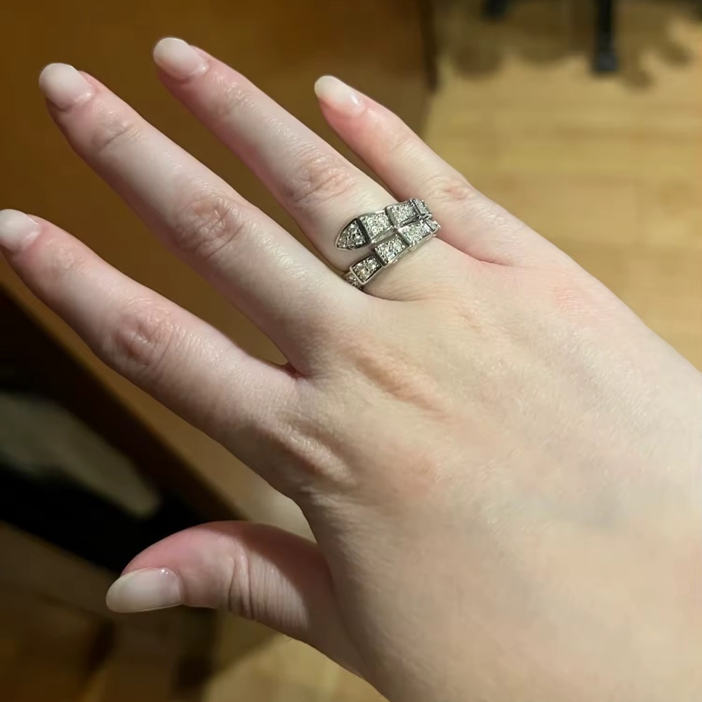 Serpenti Silver Crystal Adjustable Ring - image 8